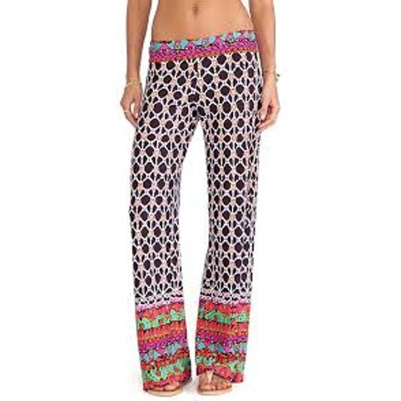 Trina Turk Venice Beach Wide Leg Pants Geometric Print Multicolor Size M - Picture 1 of 6